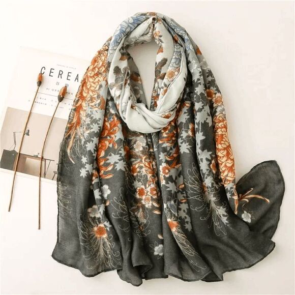 2/$30 Elegant Stylish Ladies Floral Scarf - Picture 2 of 7